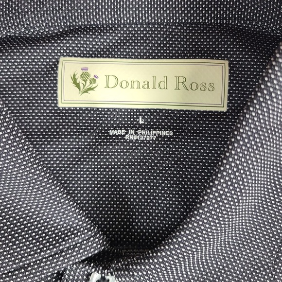 Donald Ross Polo Shirt Mens Large Black White Dot Performance Brookside Golf - Picture 5 of 11